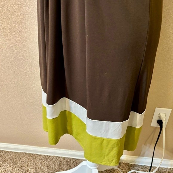 Banana Republic Dress Small Stretch Brown White Avocado Green Sleeveless Boho - Picture 9 of 14